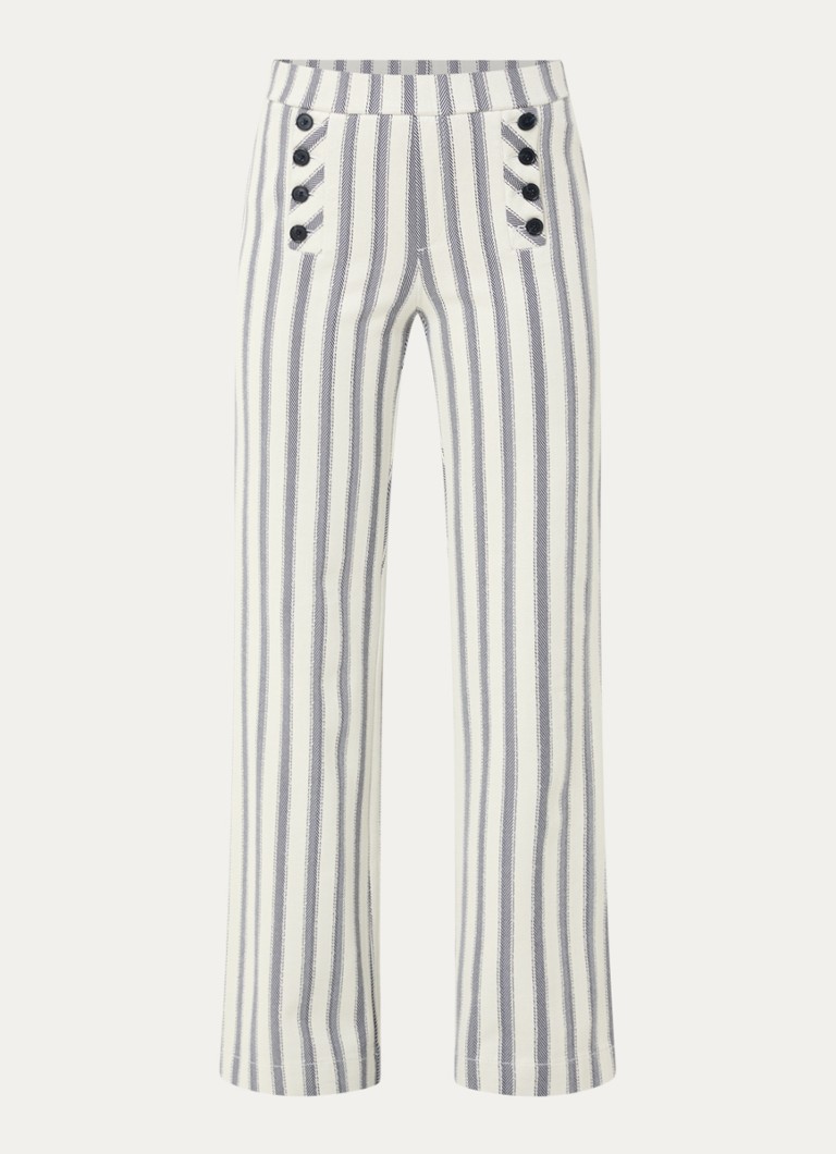 Rosner Studio Dames Rosner high waist straight fit pantalon met streepprint in de kleur Donkerblauw