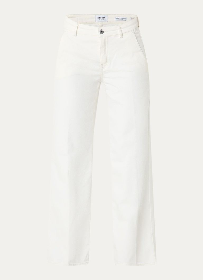 Rosner Studio Dames High waist wide leg jeans met gekleurde wassing in de kleur Wit