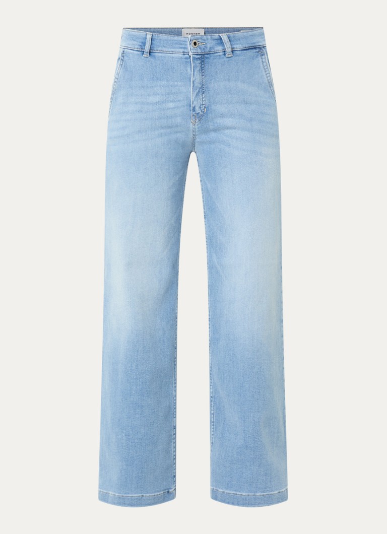 Rosner Studio Dames High waist wide leg jeans met lichte wassing in de kleur Indigo