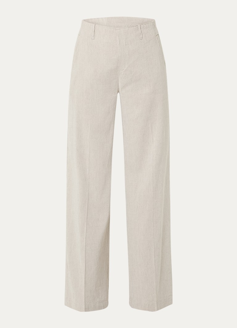 Rosner Studio Dames Mid waist straight fit pantalon in linnenblend in de kleur Lichtgrijs