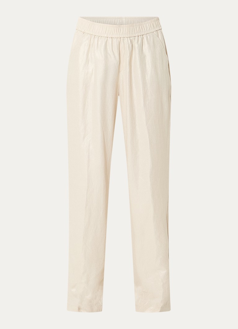 Rosner Studio Dames Mara high waist loose fit pantalon in linnenblend in de kleur Beige
