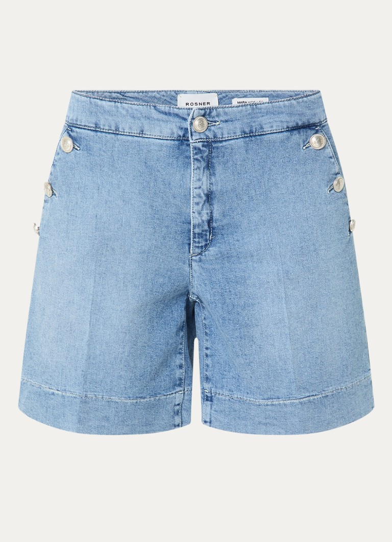 Rosner Studio Dames Mid waist straight fit korte broek van denim in de kleur Blauw