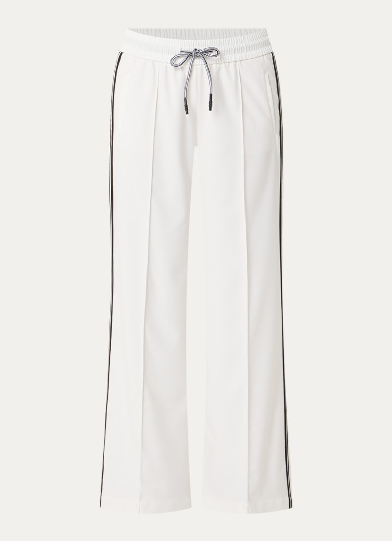 Rosner Studio Dames Mid waist flared fit trackpants met paspelzakken in de kleur Gebroken wit