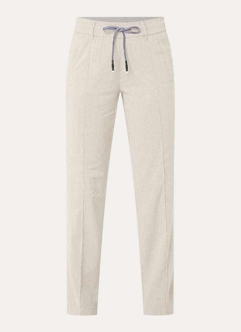 Rosner Studio Dames Rosner high waist slim fit pantalon in linnenblend in de kleur Beige