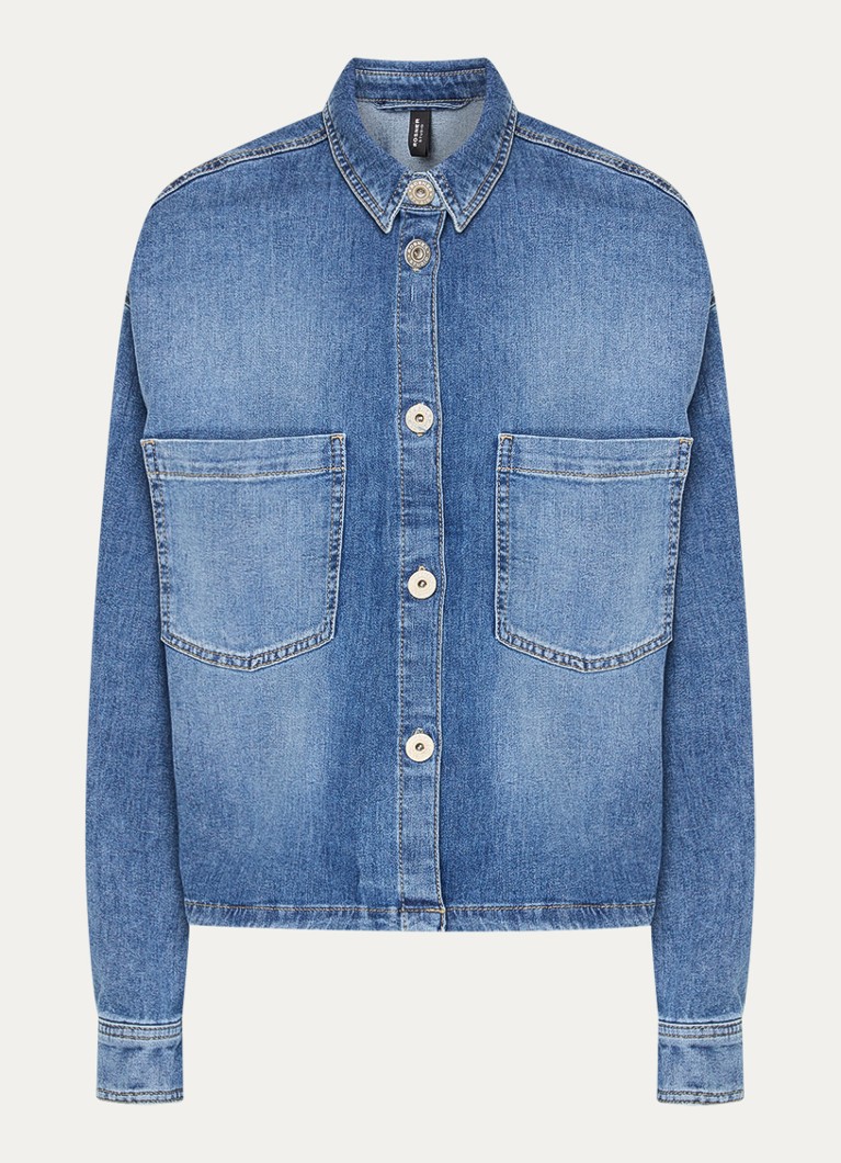 Rosner Studio Dames Overshirt van chambray met borstzakken in de kleur Blauw