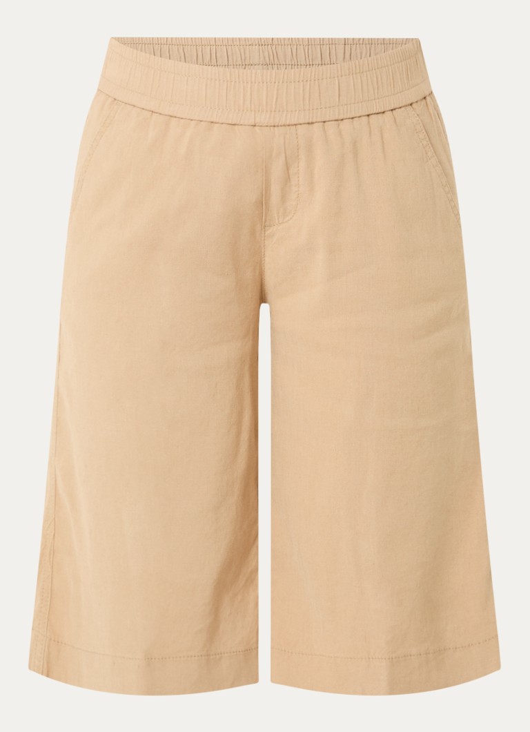 Rosner Studio Dames High waist straight fit korte broek in linnenblend in de kleur Camel