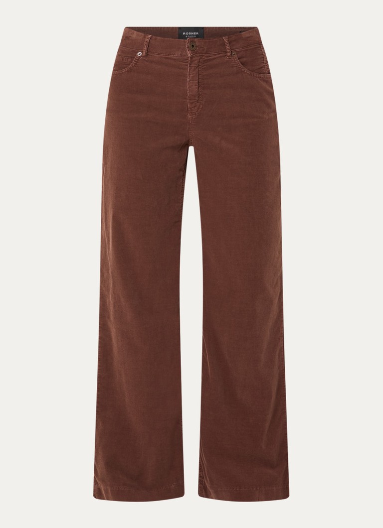 Rosner Studio Dames Audrey high waist wide fit broek van corduroy in de kleur Steenrood