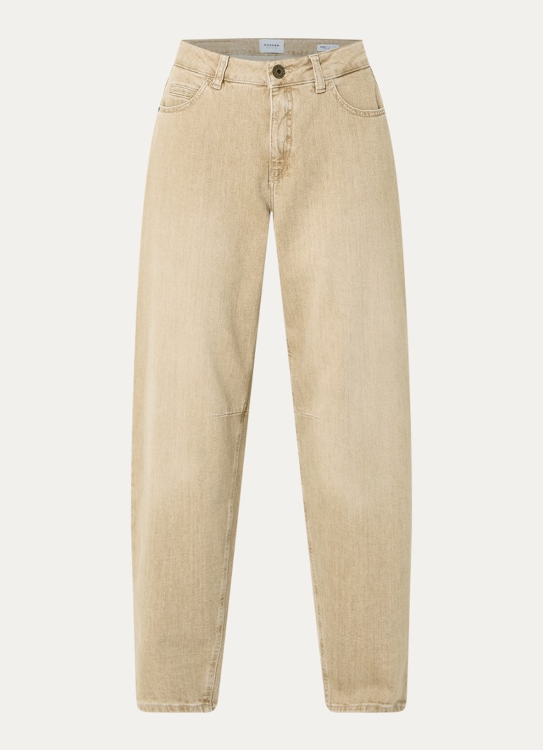 Rosner Studio Dames Mara high waist tapered fit jeans met gekleurde wassing in de kleur Beige