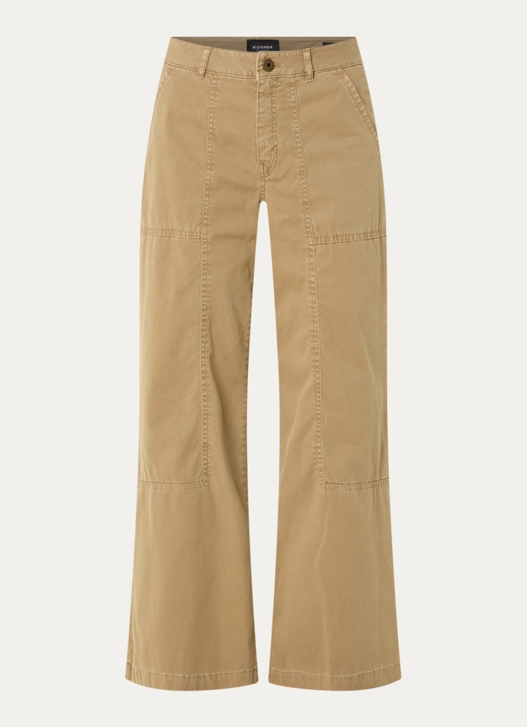 Rosner Studio Dames Mara high waist flared fit broek met steekzakken in de kleur Camel