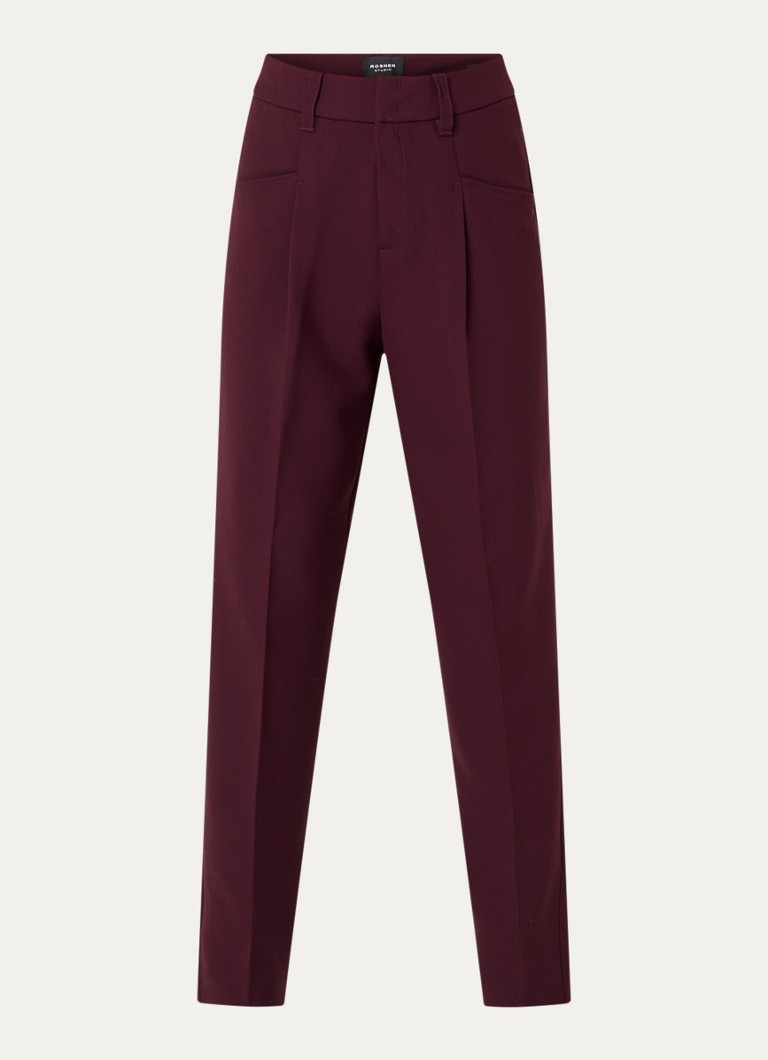 Rosner Studio Dames High waist slim fit pantalon met steekzakken in de kleur Aubergine