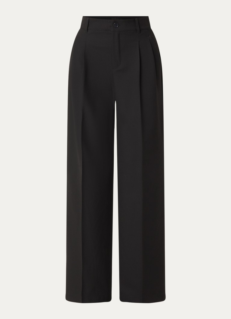 Rosner Studio Dames Mara high waist loose fit pantalon met gemêleerd dessin in de kleur Zwart