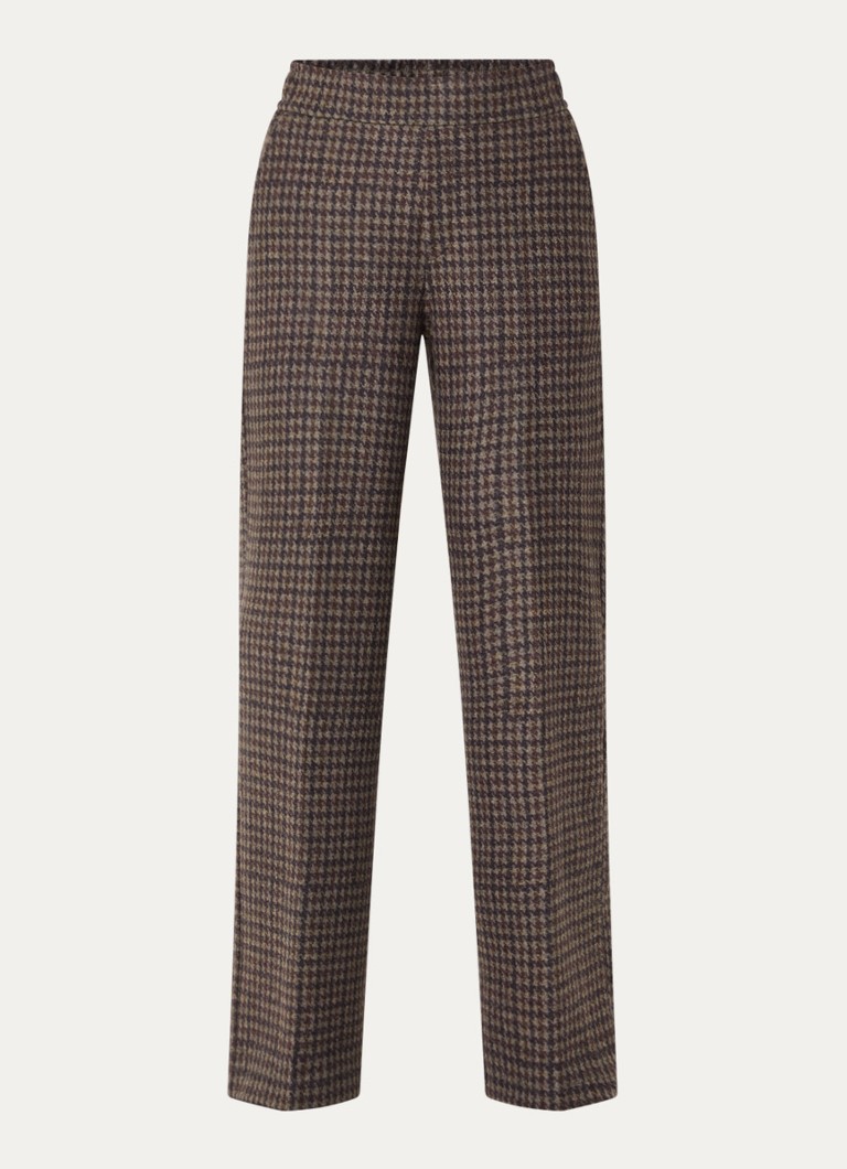 Rosner Studio Dames Mara high waist tapered fit pantalon met pied-de-poule dessin in de kleur Aubergine