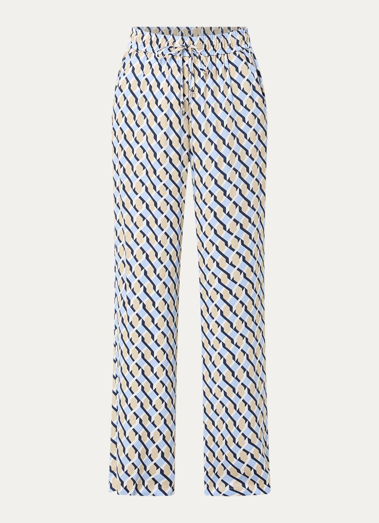 Rosner Studio Dames High waist straight fit broek met print in de kleur Blauw