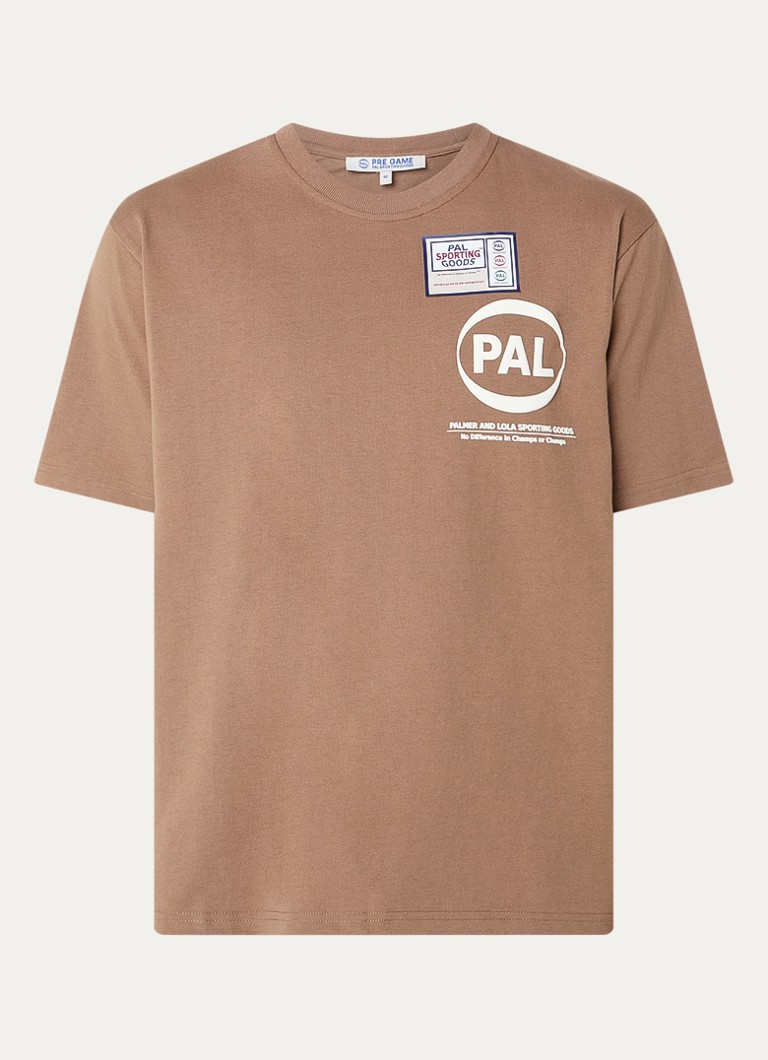 PAL Sporting Goods Heren Pre Game T-shirt met logo- en backprint in de kleur Lichtbruin, maat: M