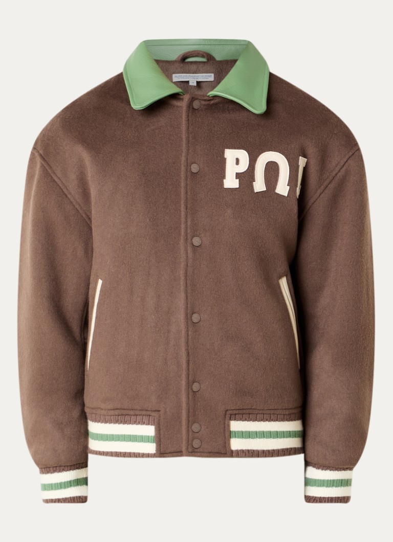 PAL Sporting Goods Heren Ranch gewatteerd baseball jack van wol met details van leer in de kleur Mahoniebruin, maat: XL