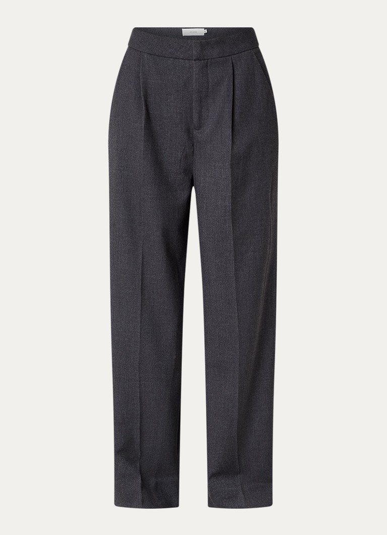 Copenhagen Muse Dames Tailor high waist straight fit pantalon met stretch in de kleur Donkergrijs, maat: XL
