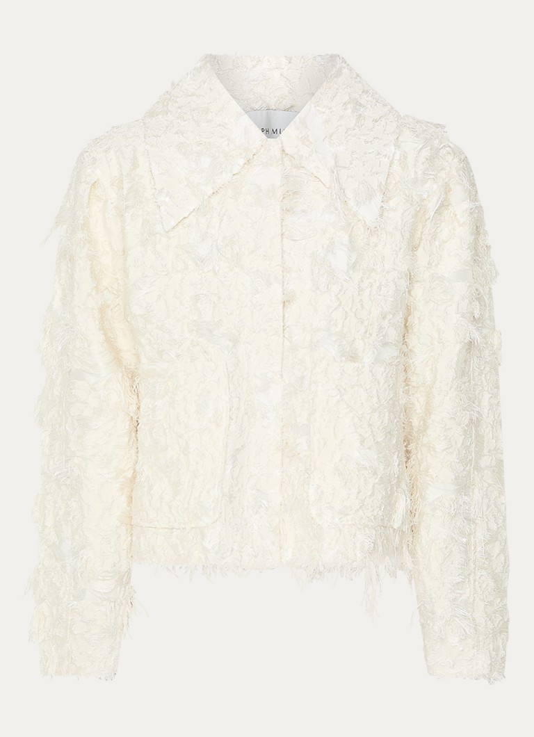 Copenhagen Muse Dames Jany jack met steekzakken en structuur in de kleur Gebroken wit, maat: XS