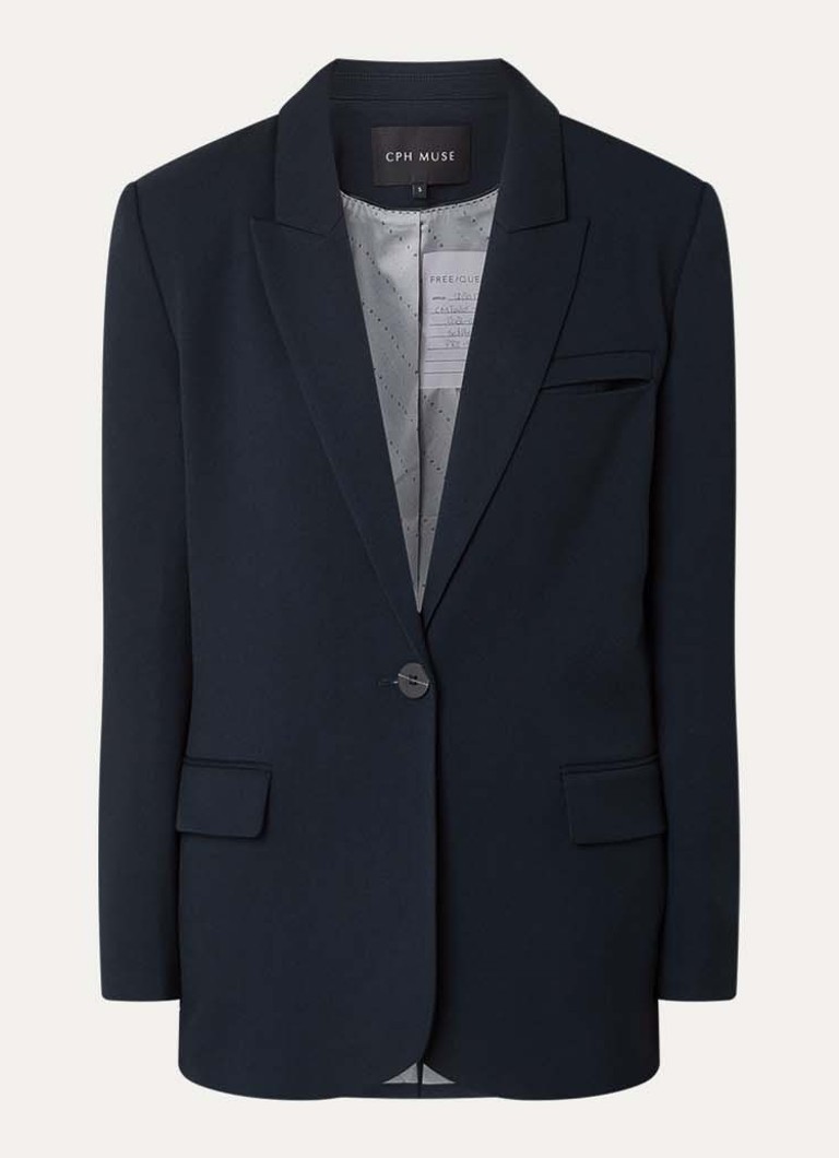 Copenhagen Muse Dames Tailor blazer met klepzakken in de kleur Donkerblauw, maat: XL