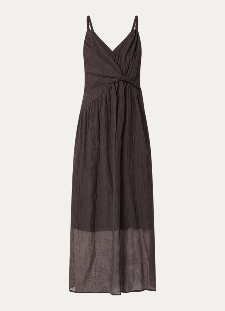 Copenhagen Muse Dames Semi-transparante asymmetrische maxi jurk in de kleur Bruin, maat: L