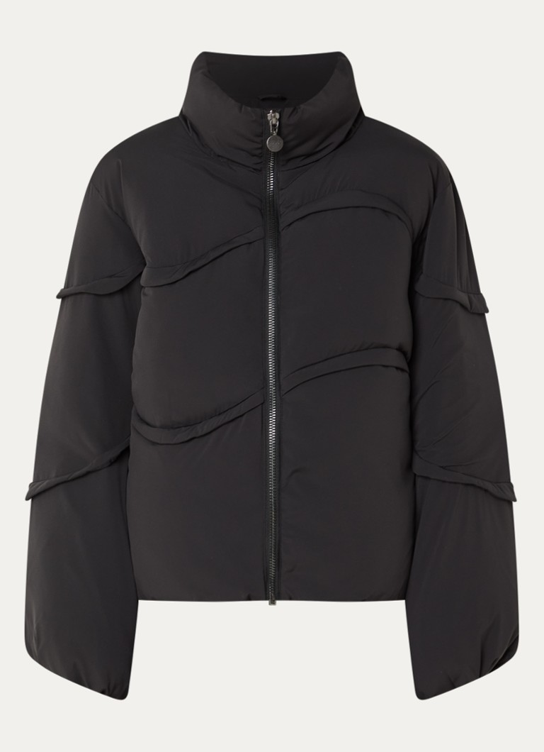 Copenhagen Muse Dames CMCicco puffer jack met asymmetrisch detail in de kleur Zwart, maat: L