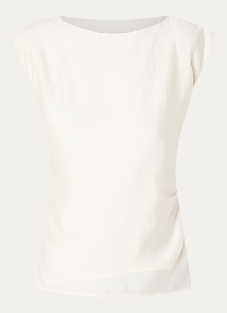 Copenhagen Muse Dames CMMolly mouwloze tuniek met ruches en asymmetrische zoom in de kleur Gebroken wit, maat: M