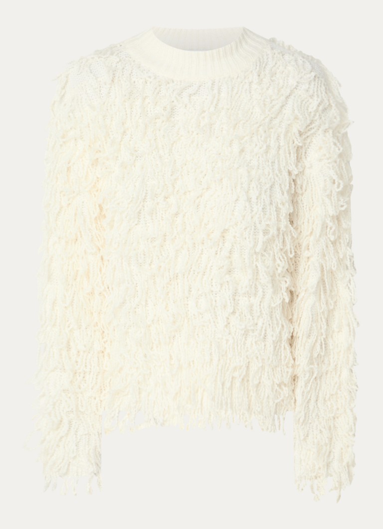 Copenhagen Muse Dames CMPinar grofgebreide pullover in wolblend in de kleur Gebroken wit, maat: S
