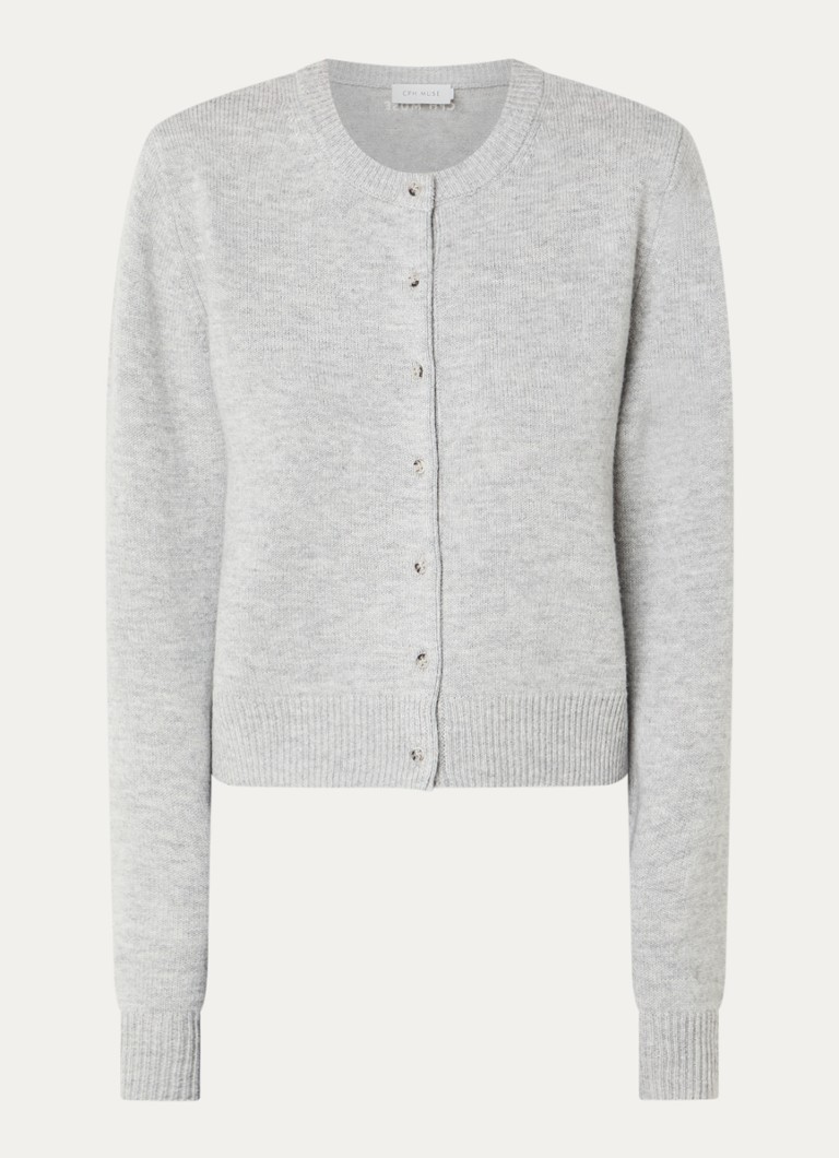 Copenhagen Muse Dames CMSienna fijngebreide pullover van wol met ronde hals in de kleur Lichtgrijs, maat: L