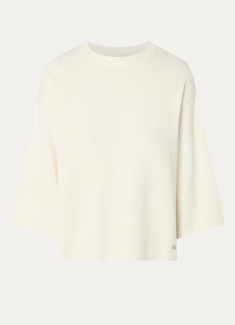 Copenhagen Muse Dames CMSienna fijngebreide pullover van wol met ronde hals in de kleur Gebroken wit, maat: S