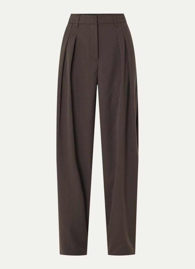 Copenhagen Muse Dames CMTailor high waist tapered fit pantalon met plooidetail in de kleur Donkerbruin, maat: M