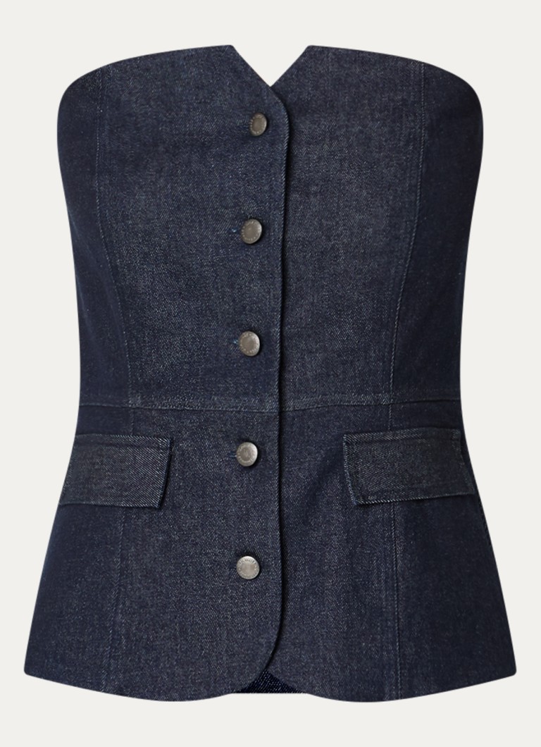 Copenhagen Muse Dames CMAnnais strapless top van denim in de kleur Indigo, maat: S