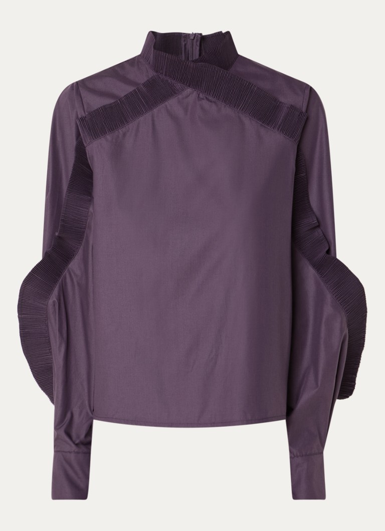 Copenhagen Muse Dames CMPleat tuniek met volant in de kleur Aubergine, maat: S