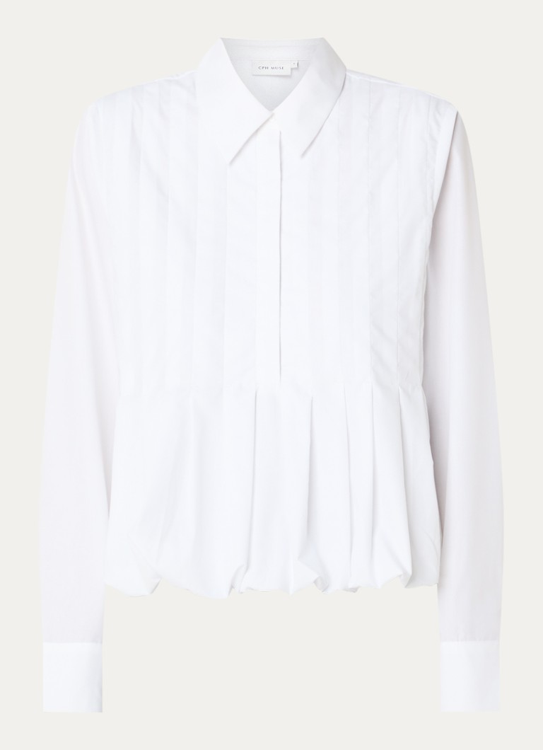Copenhagen Muse Dames CMPleat tuniek met plooidetail in de kleur Wit, maat: L