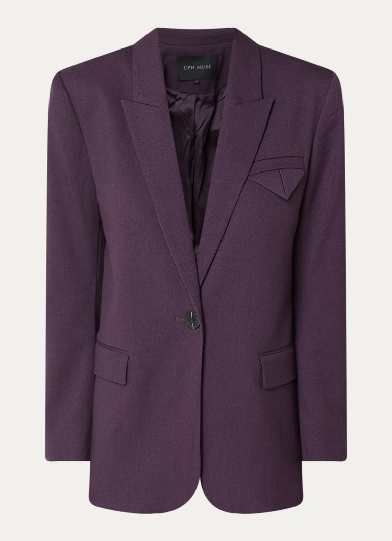 Copenhagen Muse Dames CMTailor blazer met klepzakken en schoudervulling in de kleur Aubergine, maat: XL