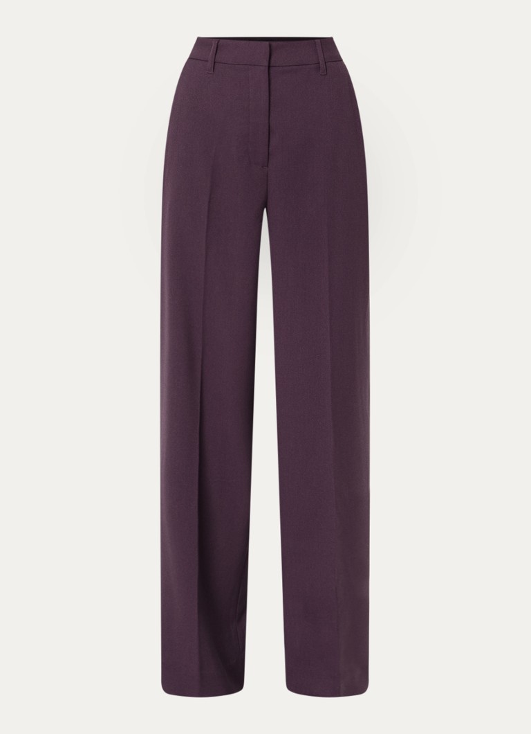 Copenhagen Muse Dames CMTailor high waist straight fit pantalon met persplooi in de kleur Aubergine, maat: S