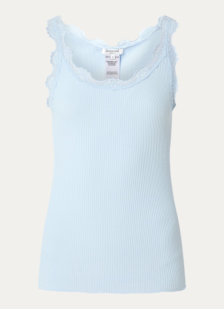 Rosemunde Dames Babette tanktop in zijdeblend met kant in de kleur Aquablauw