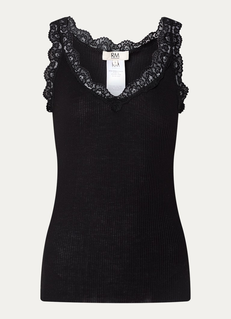 Rosemunde Dames Balta tanktop met details van kant in de kleur Zwart