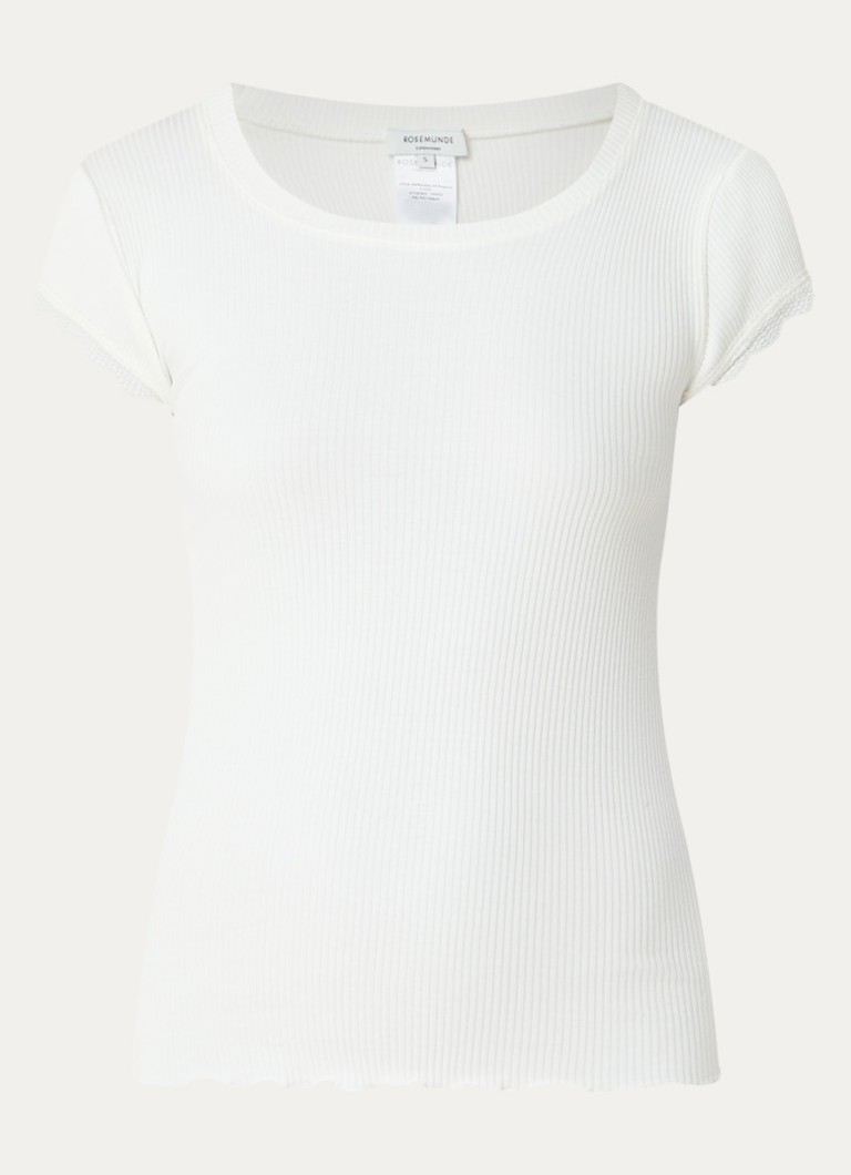 Rosemunde Dames Baybay T-shirt met details van kant in de kleur Wit