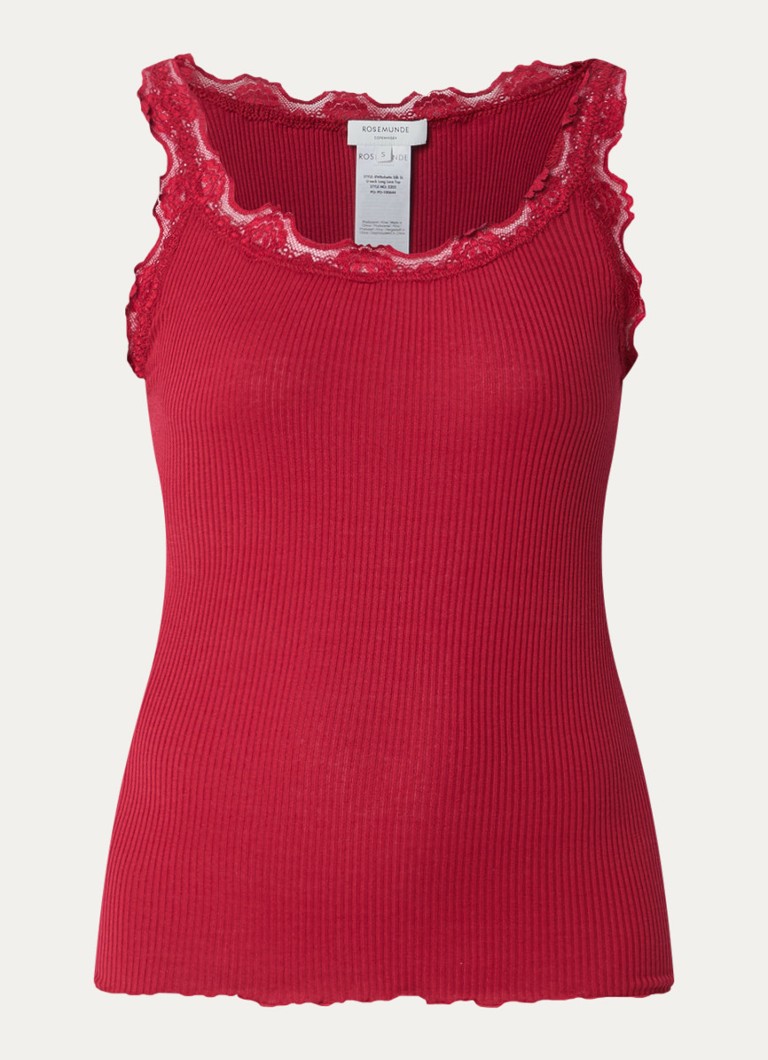Rosemunde Dames Babette tanktop in zijdeblend met kant in de kleur Rood