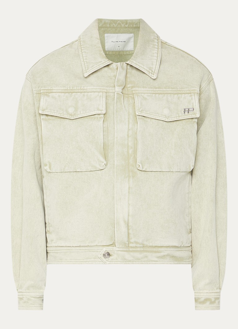 Filling Pieces Heren Spijkerjas met verwassen afwerking in de kleur Lindegroen, maat: XL