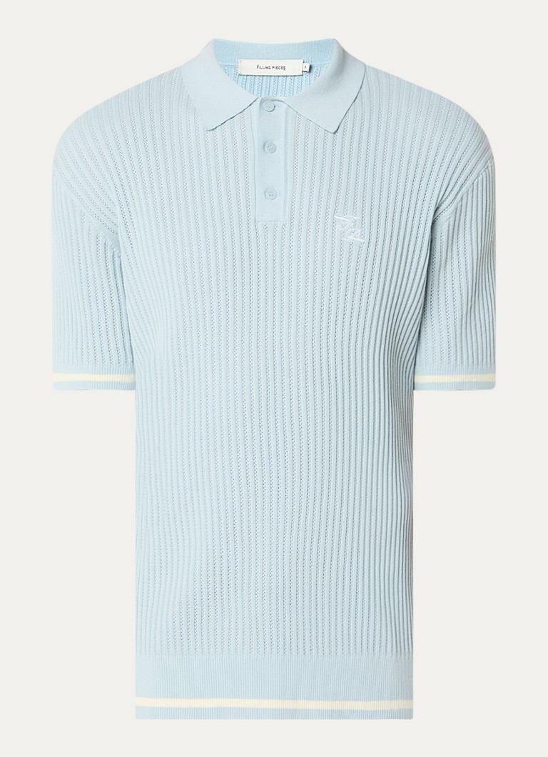 Filling Pieces Heren Regular fit polo met logoborduring in de kleur Lichtblauw, maat: S