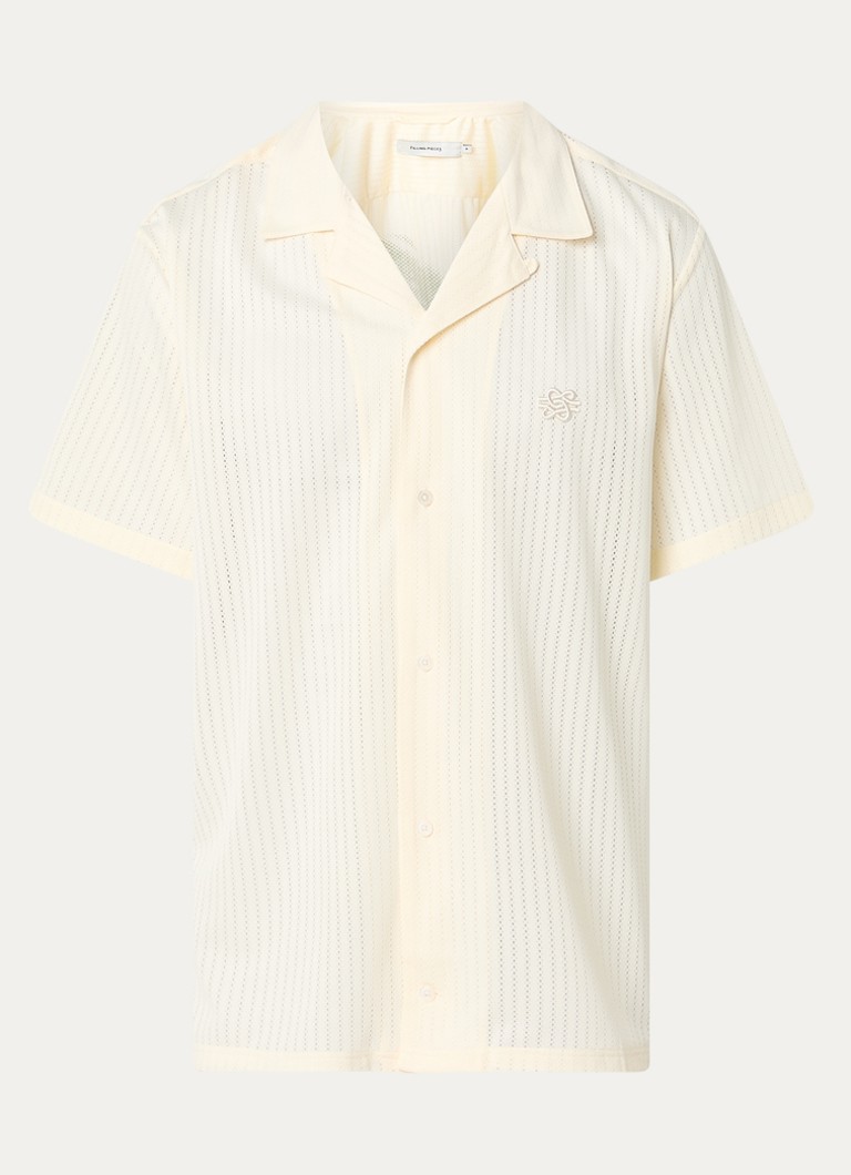 Filling Pieces Heren Resort regular fit overhemd met opengewerkt dessin in de kleur Creme, maat: L