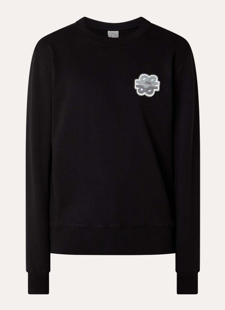 Filling Pieces Heren Tonal sweater met logoborduring in de kleur Zwart, maat: XL