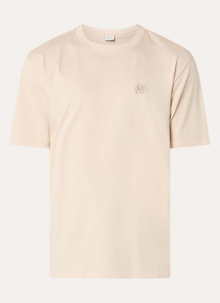 Filling Pieces Heren T-shirt met logoborduring in de kleur Creme, maat: S