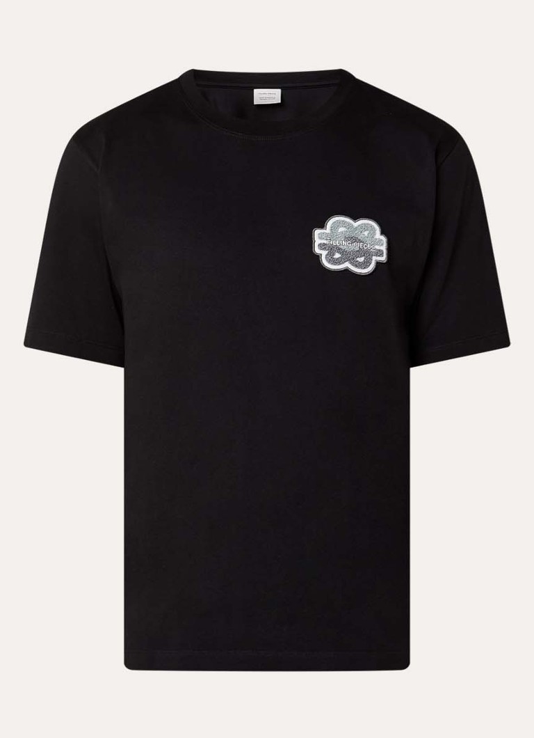 Filling Pieces Heren Tonal T-shirt met logoborduring in de kleur Zwart, maat: M