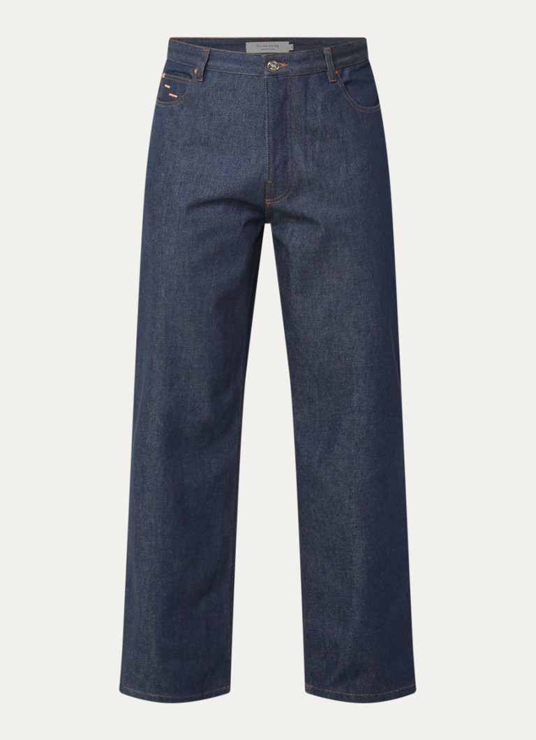 Filling Pieces Heren Straight leg jeans met donkere wassing in de kleur Indigo, maat: S
