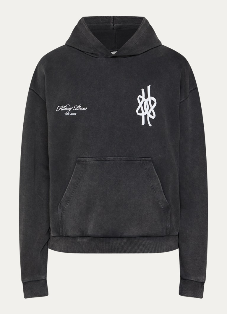 Filling Pieces Heren Film Strip hoodie met logoborduring en backprint in de kleur Zwart, maat: L