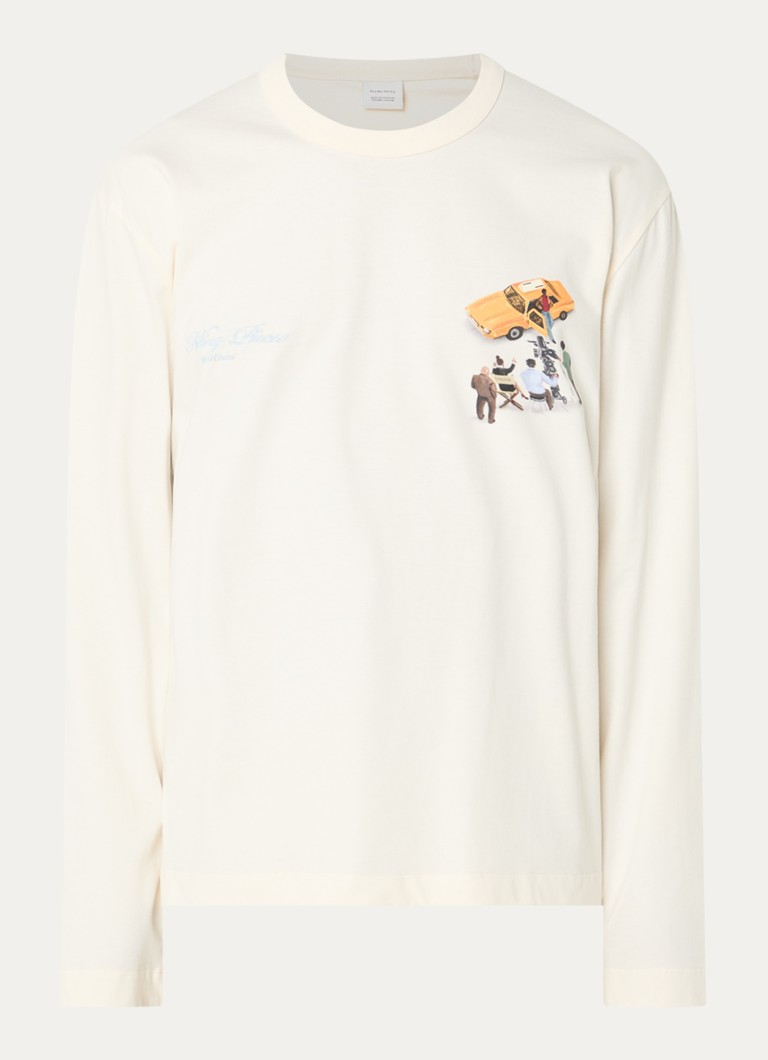Filling Pieces Heren Film Set longsleeve met logo- en backprint in de kleur Gebroken wit, maat: S