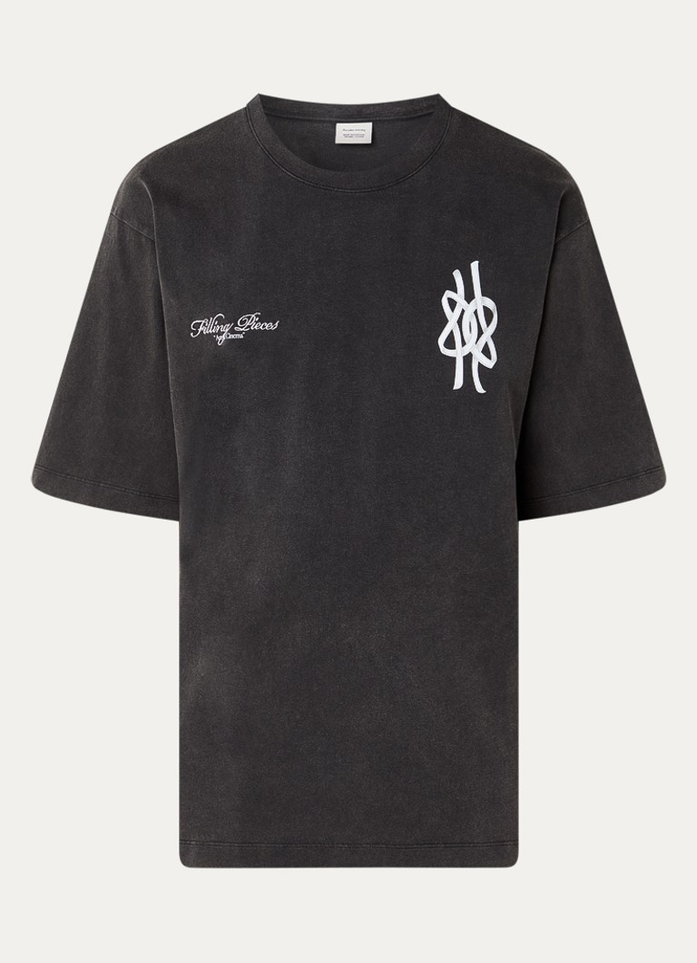 Filling Pieces Heren Film Strip T-shirt met logo- en backprint in de kleur Zwart, maat: S