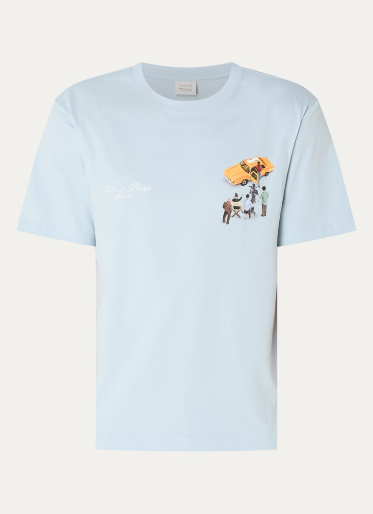 Filling Pieces Heren Film T-shirt logo- en backprint in de kleur Lichtblauw, maat: S