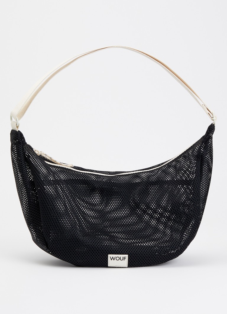 Wouf Dames Onyx Large crossbodytas van mesh met logo in de kleur Antraciet, maat: 1sz